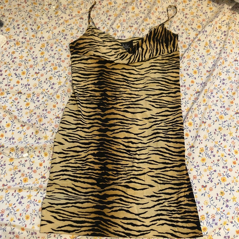 Vintage 98% silk tiger stripe mini dress union made